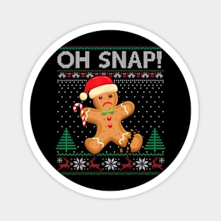 Gingerbread Man Cookie Ugly Sweater Oh Snap Christmas Magnet